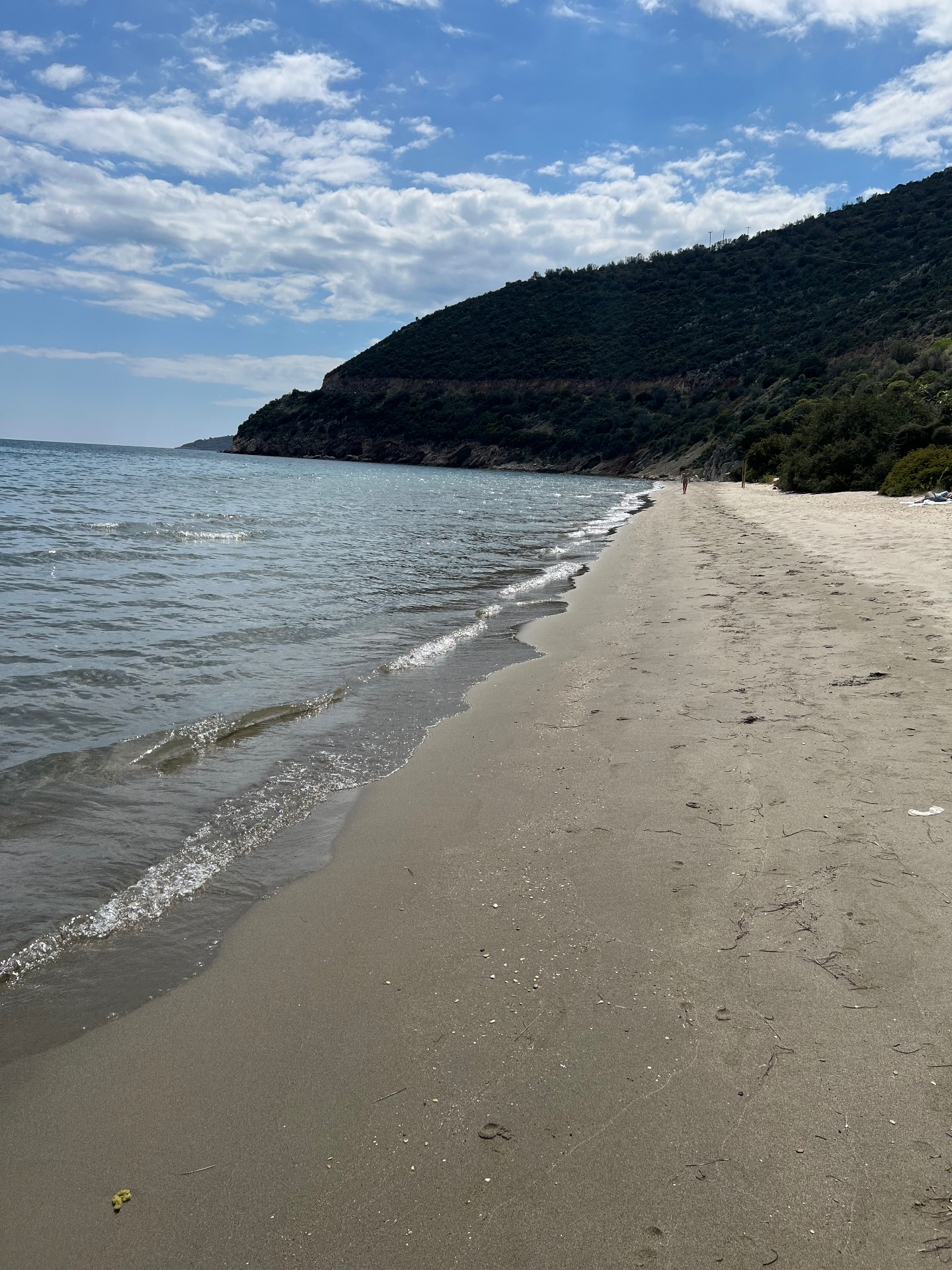 Paralio Astros sandy beach Sandy beach with a rocky headland at Paralio Astros